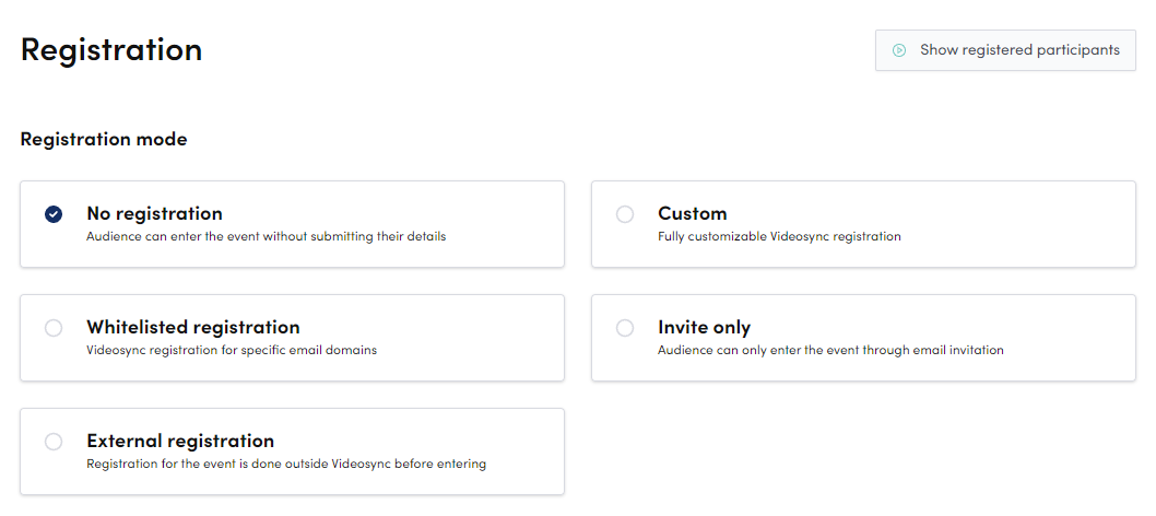 Introduction to Registration features | Engagestream Documentation