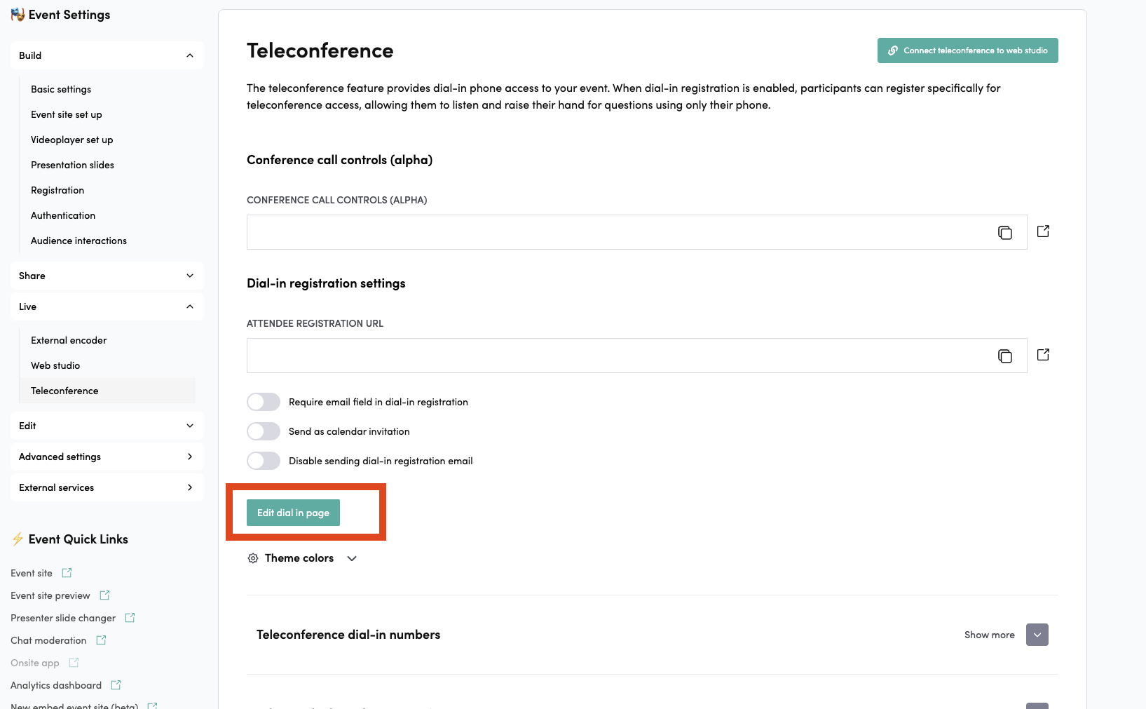How to Edit Dial-in Registration Page | Engagestream Documentation