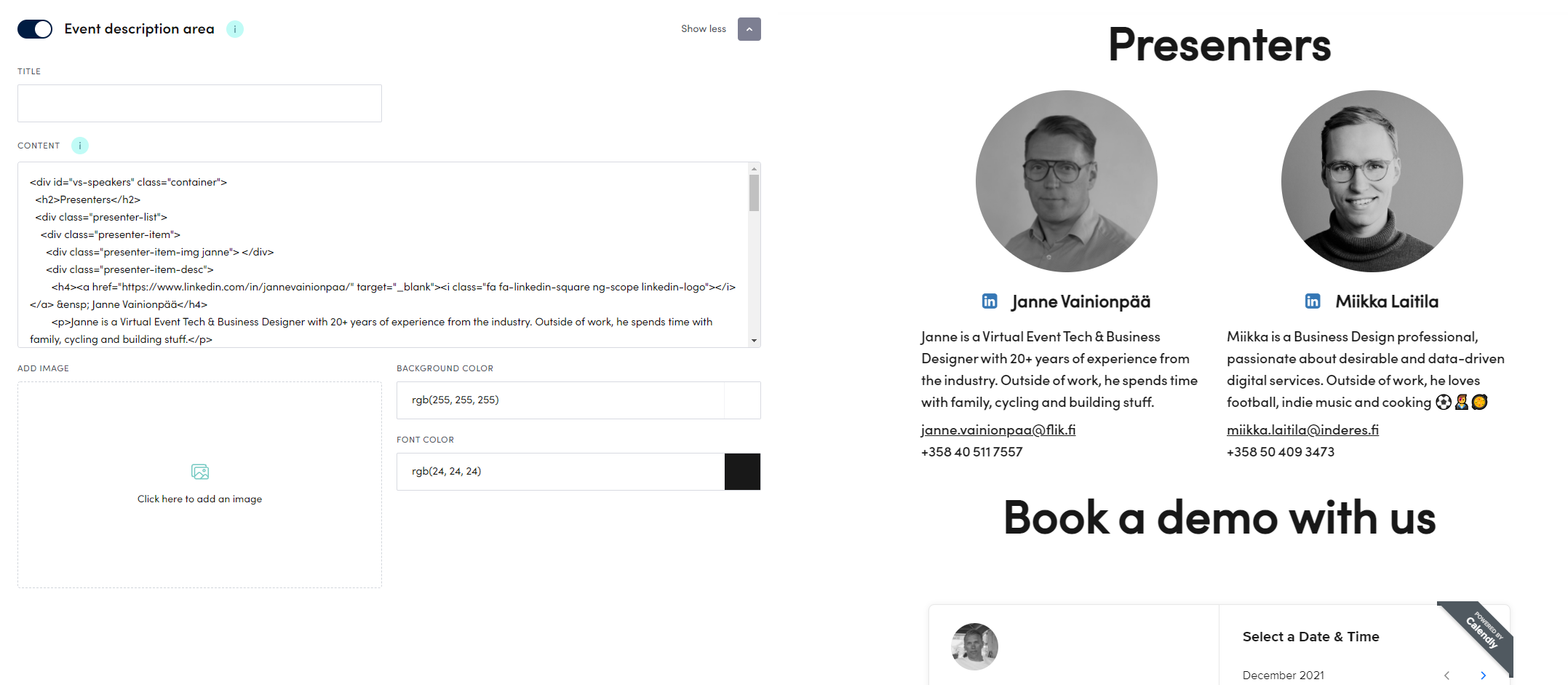 Setting up your event site content | Engagestream Documentation